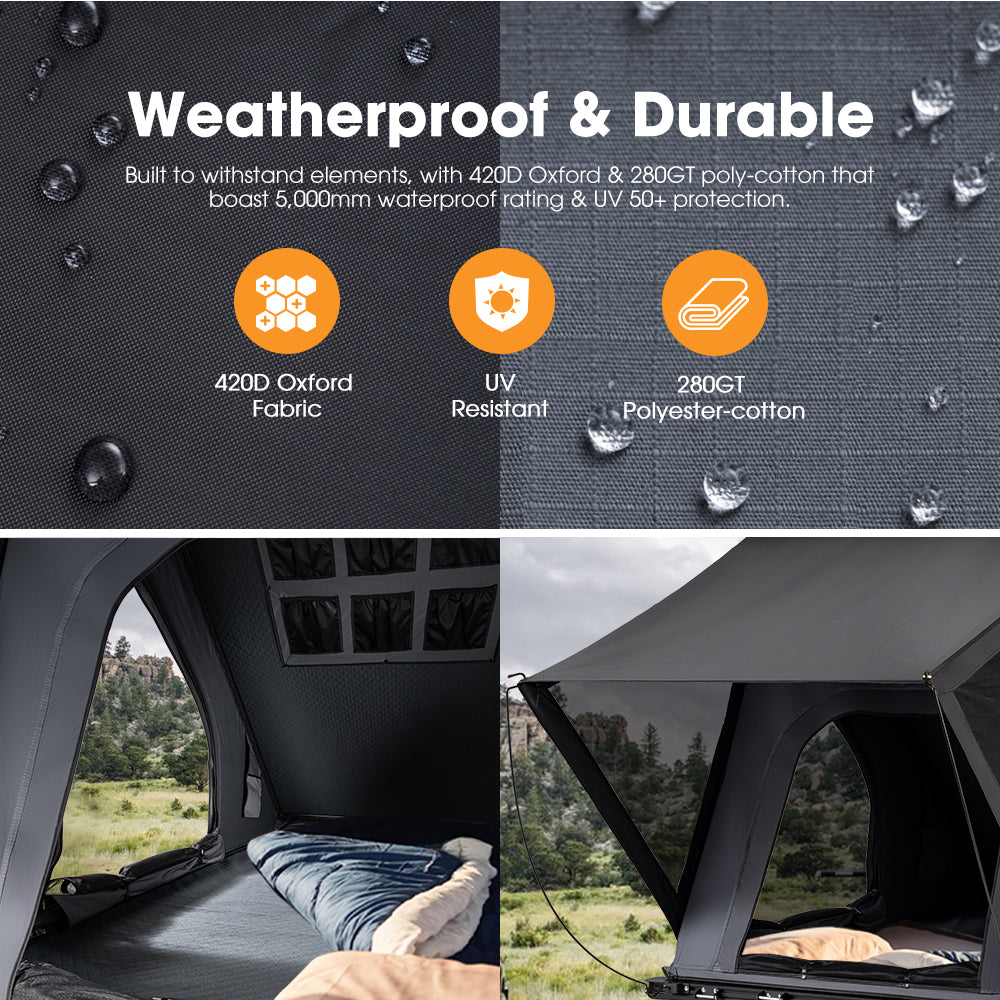 San Hima Kalbarri Lite Rooftop Tent Hardshell With Ladder Grey Camping 4x4 4WD - Sunyee