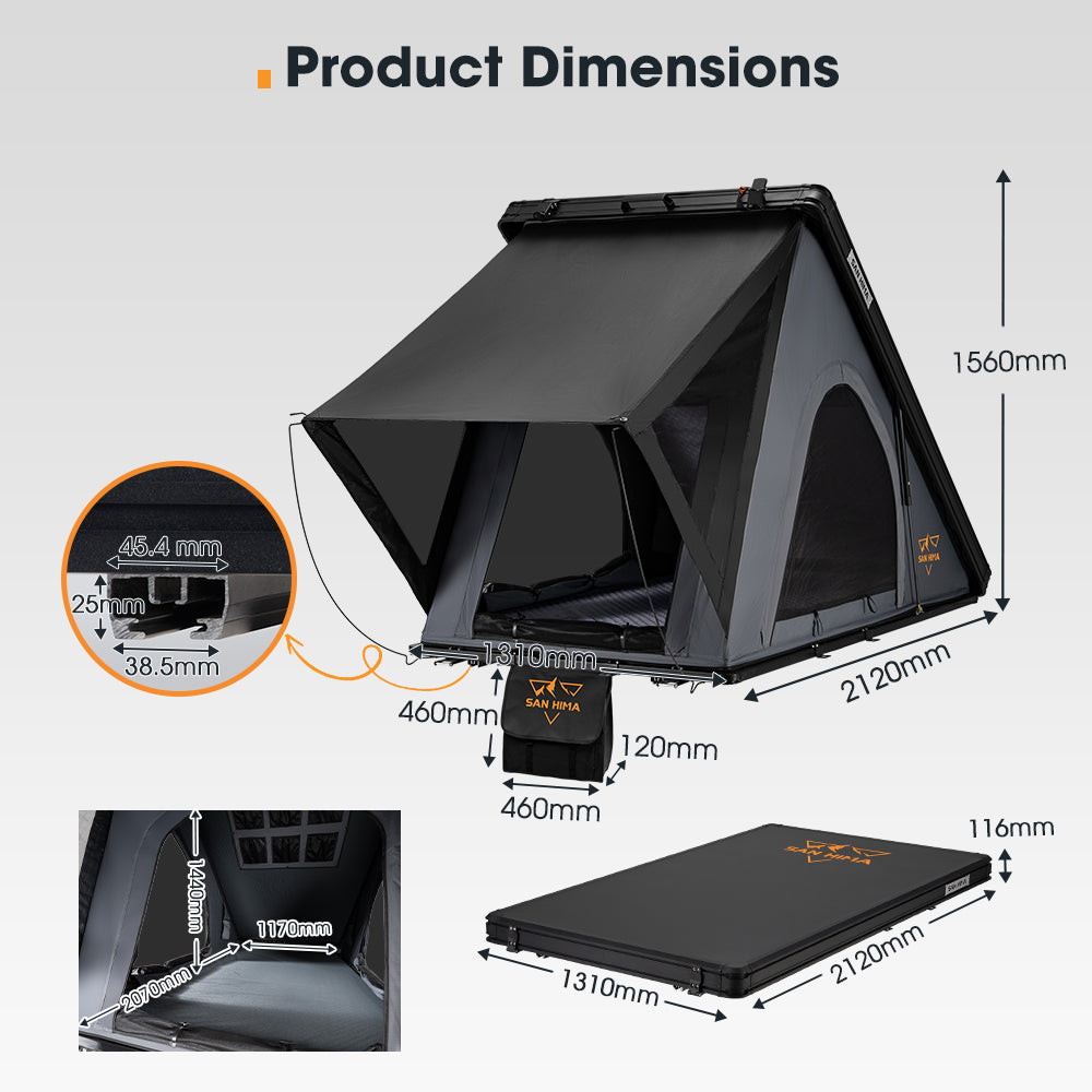 San Hima Kalbarri Lite Rooftop Tent Hardshell With Ladder Grey Camping 4x4 4WD - Sunyee