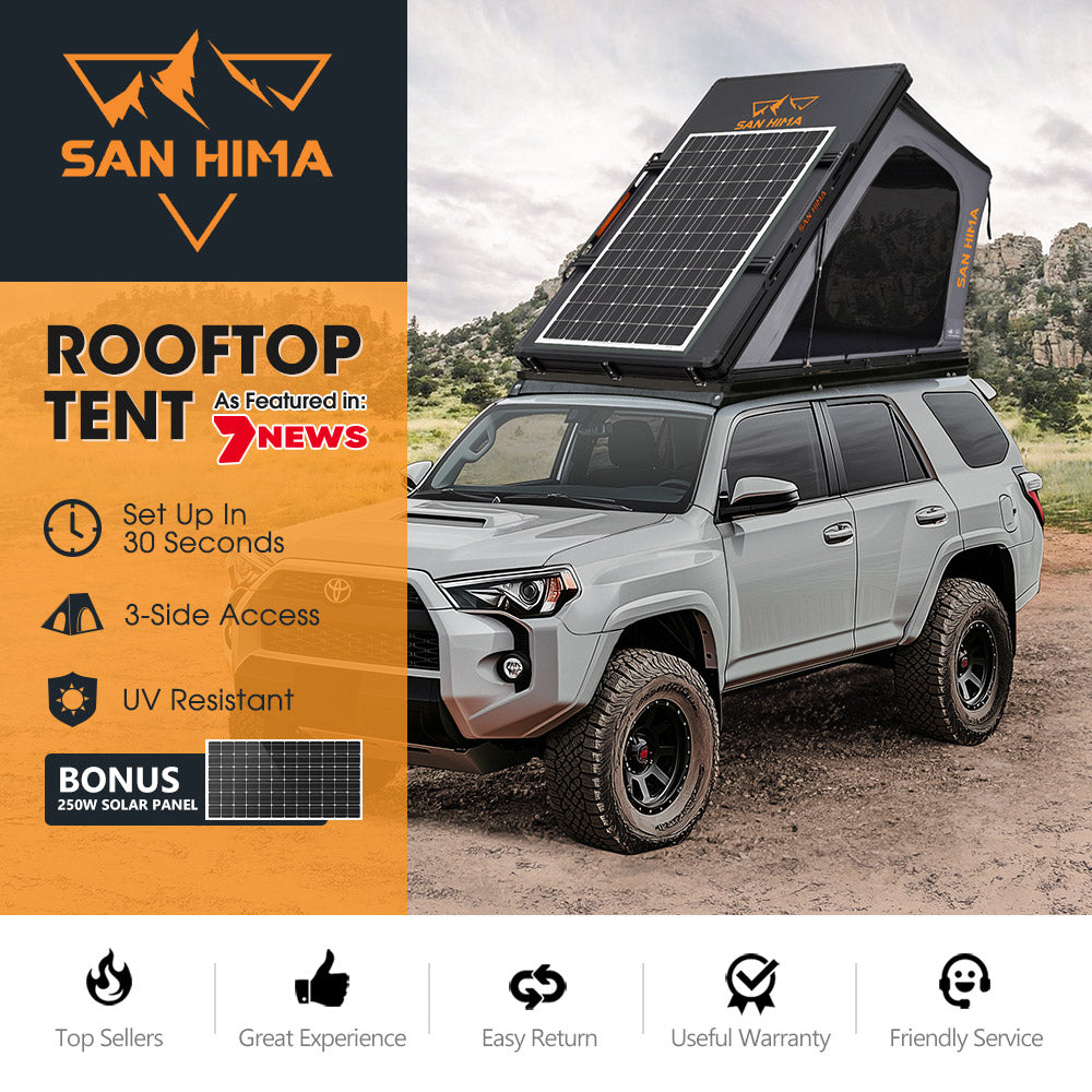San Hima Kalbarri Gen 2 Roof Top Tent Hardshell With Ladder + 250W Solar Panel - Sunyee