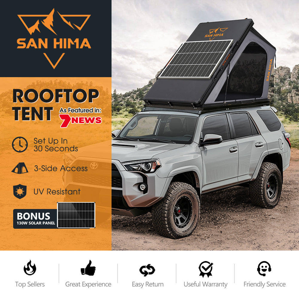 San Hima Kalbarri Gen 2 Roof Top Tent Hardshell With Ladder + 130W Solar Panel - Sunyee