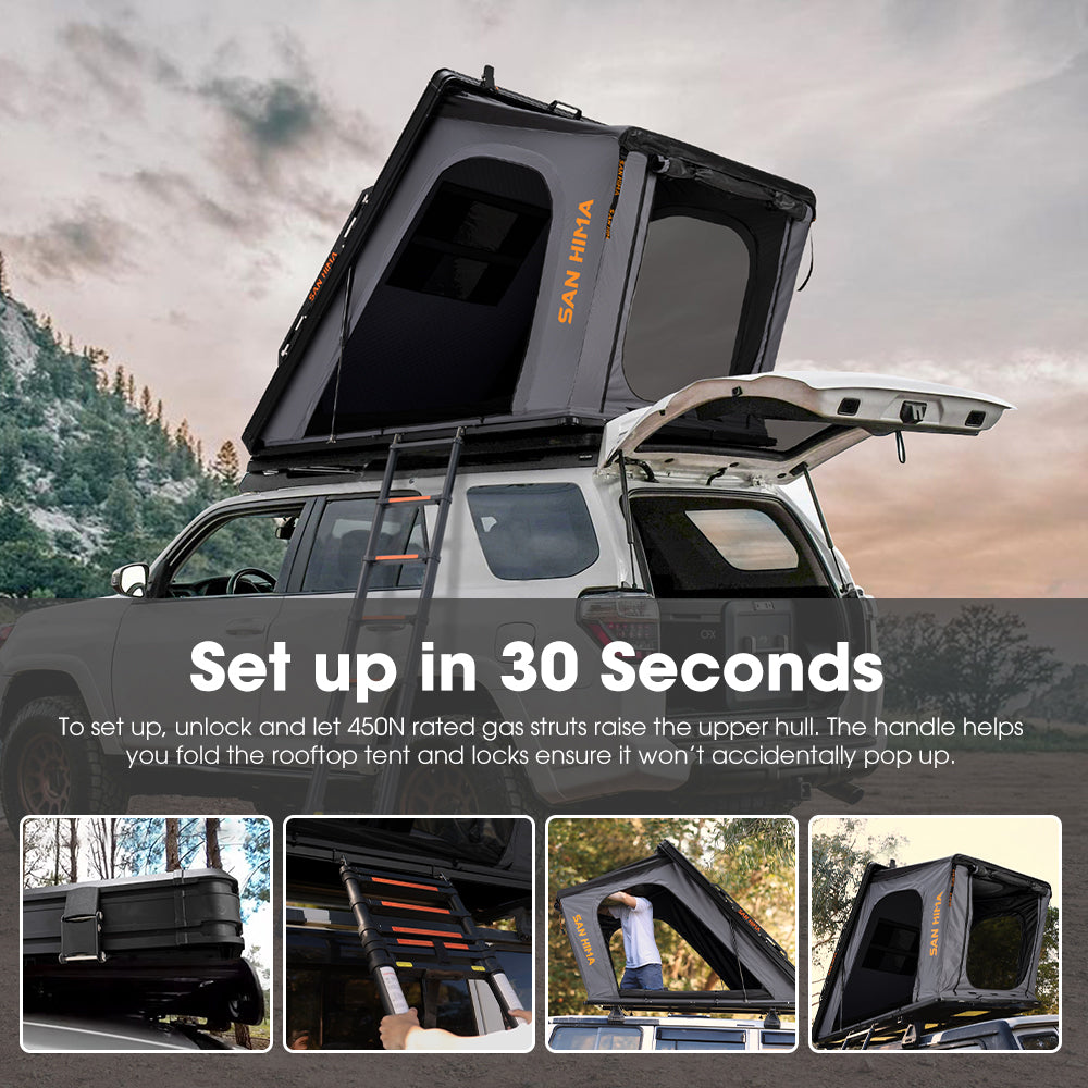 San Hima Kalbarri Gen 2 Roof Top Tent Hardshell With Ladder + 130W Solar Panel - Sunyee