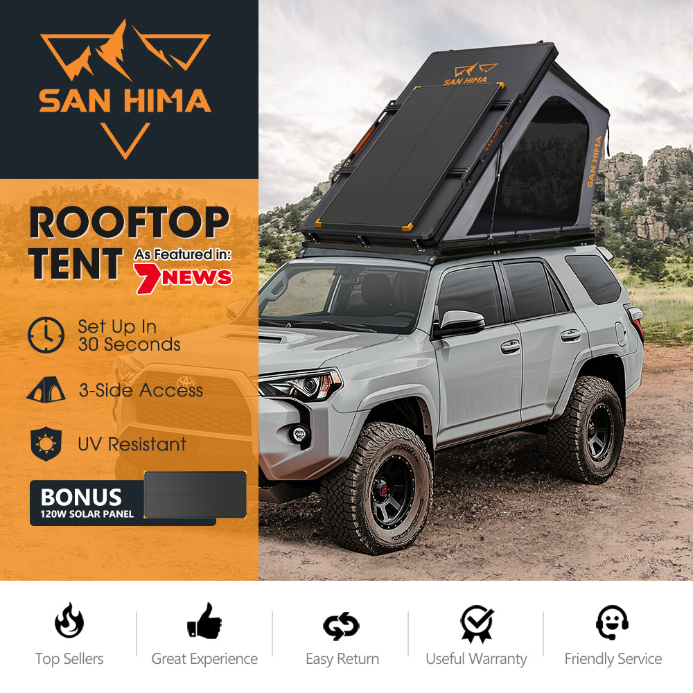 San Hima Kalbarri Gen 2 Roof Top Tent Hardshell With Ladder + 120W Solar Panel - Sunyee