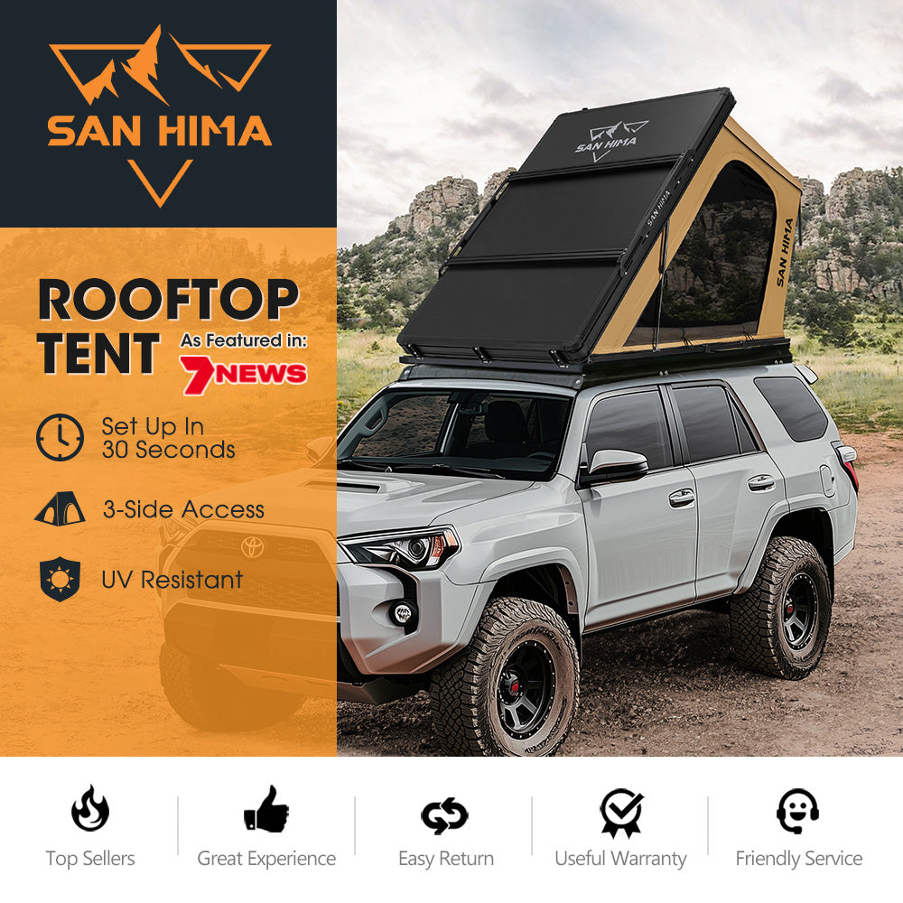 San Hima Kalbarri Gen 2 Roof Top Tent Hardshell With Ladder Camping Khaki 4x4 - Sunyee