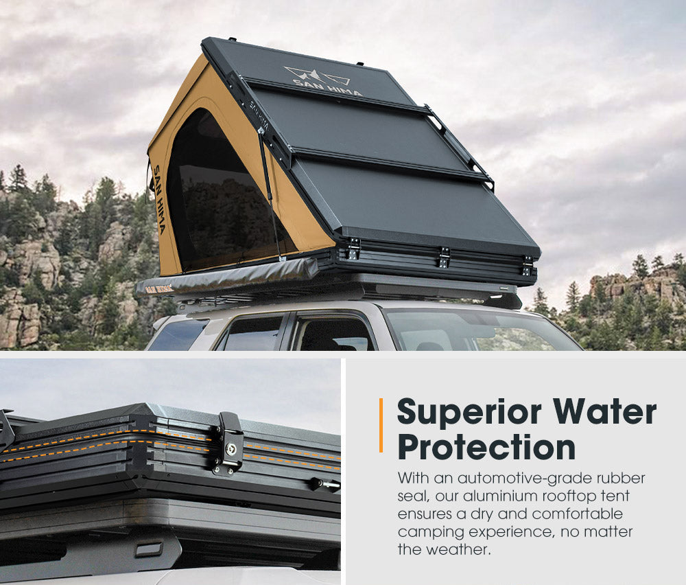 San Hima Kalbarri Gen 2 Roof Top Tent Hardshell With Ladder Camping Khaki 4x4 - Sunyee