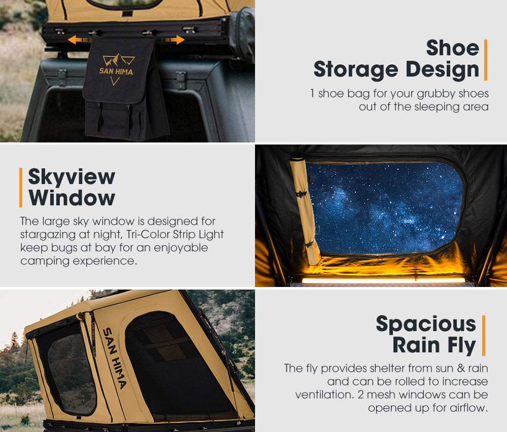 San Hima Kalbarri Gen 2 Roof Top Tent Hardshell With Ladder Camping Khaki 4x4 - Sunyee