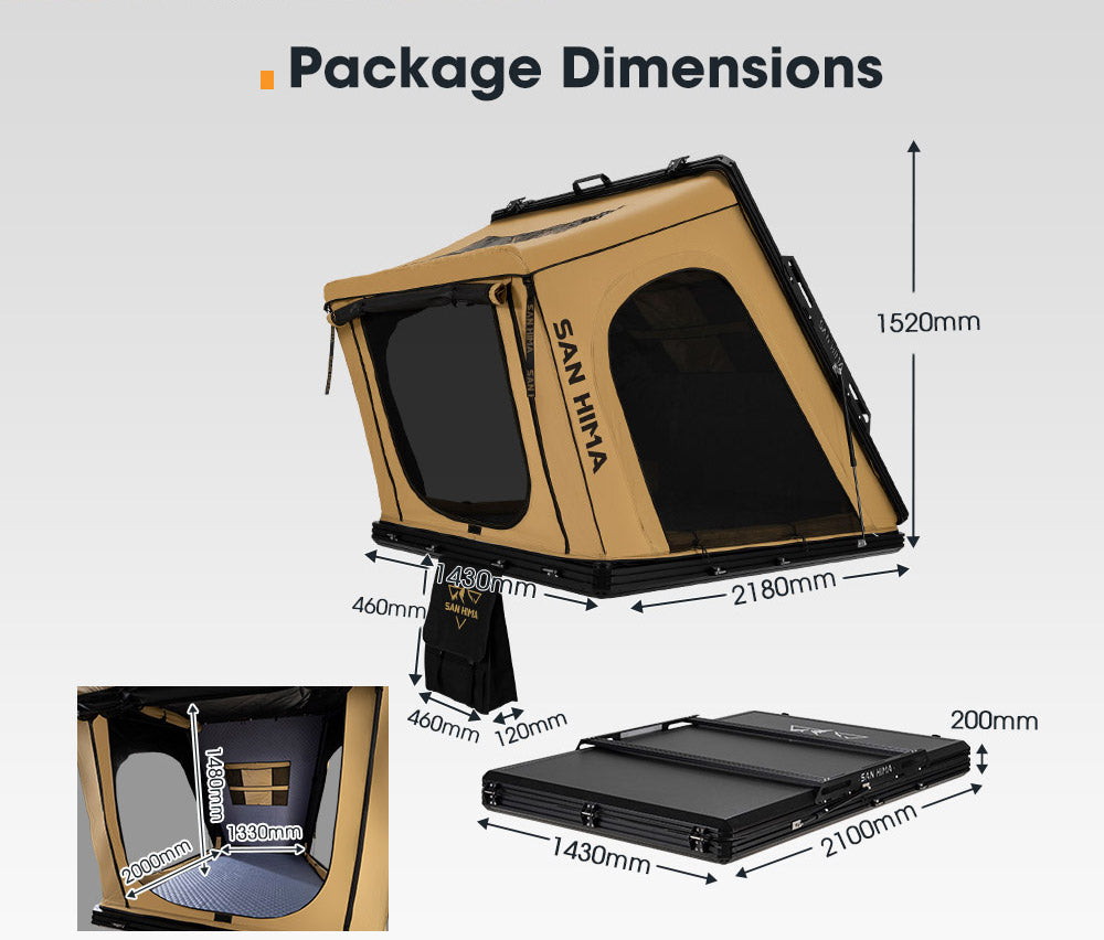San Hima Kalbarri Gen 2 Roof Top Tent Hardshell With Ladder Camping Khaki 4x4 - Sunyee