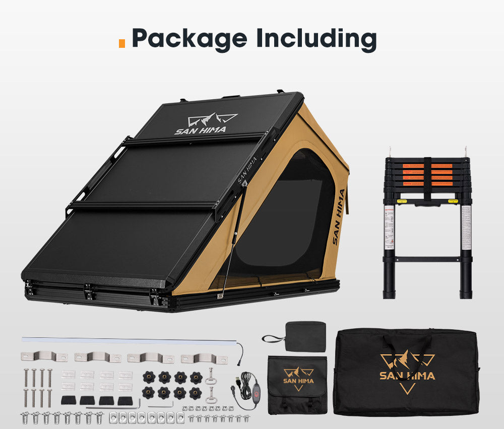 San Hima Kalbarri Gen 2 Roof Top Tent Hardshell With Ladder Camping Khaki 4x4 - Sunyee