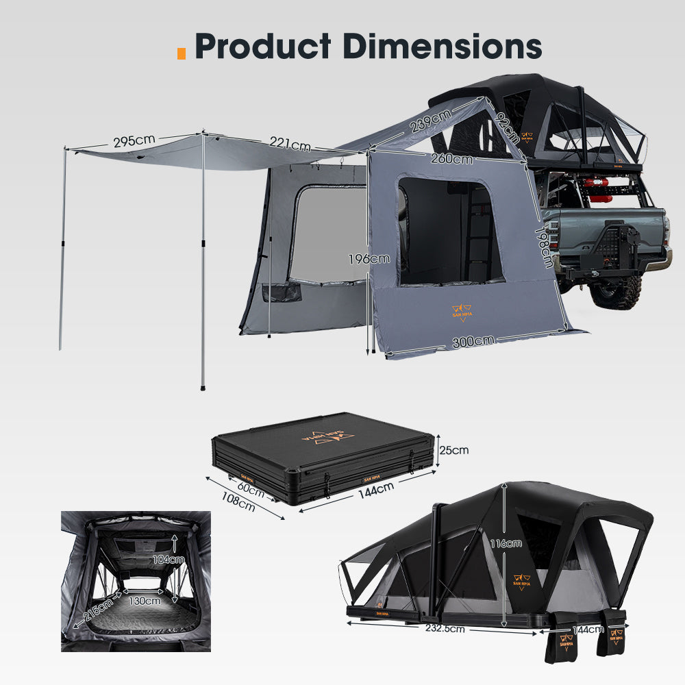 San Hima CapeTop Rooftop Tent & Annex Extension Outdoor Camping Waterproof 4x4 - Sunyee