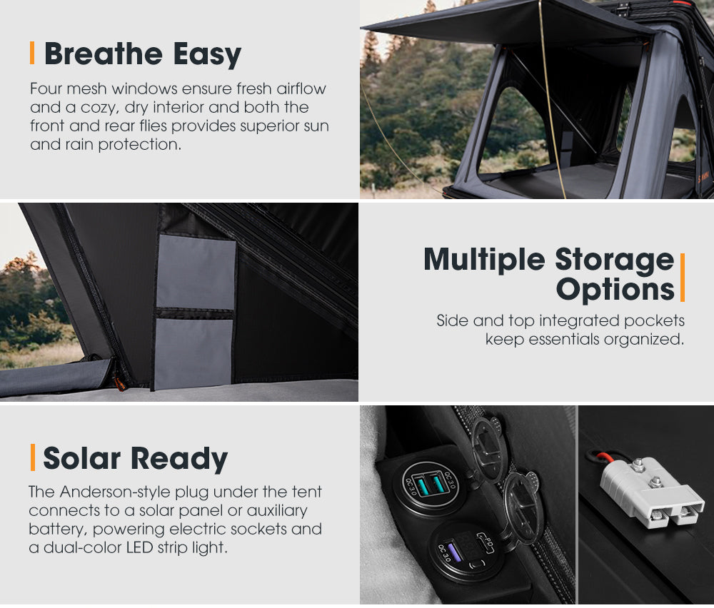 San Hima Kalbarri Z Roof Top Tent Hardshell With Ladder + 200W Solar Panel