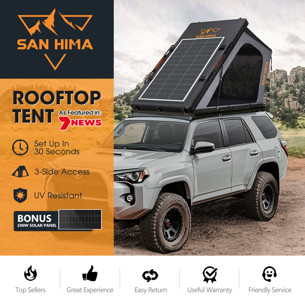 San Hima Kalbarri Gen 2 Roof Top Tent Hardshell With Ladder + 200W Solar Panel - Sunyee