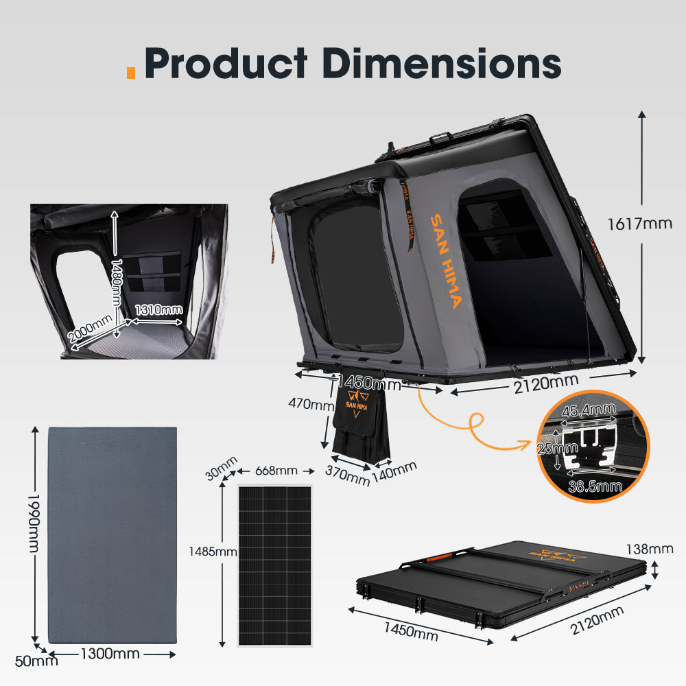 San Hima Kalbarri Gen 2 Roof Top Tent Hardshell With Ladder + 200W Solar Panel - Sunyee