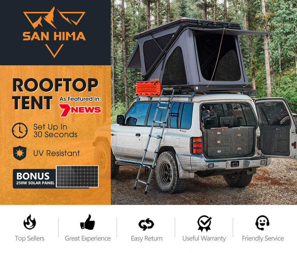 San Hima Kalbarri Z Roof Top Tent Hardshell With Ladder + 250W Solar Panel