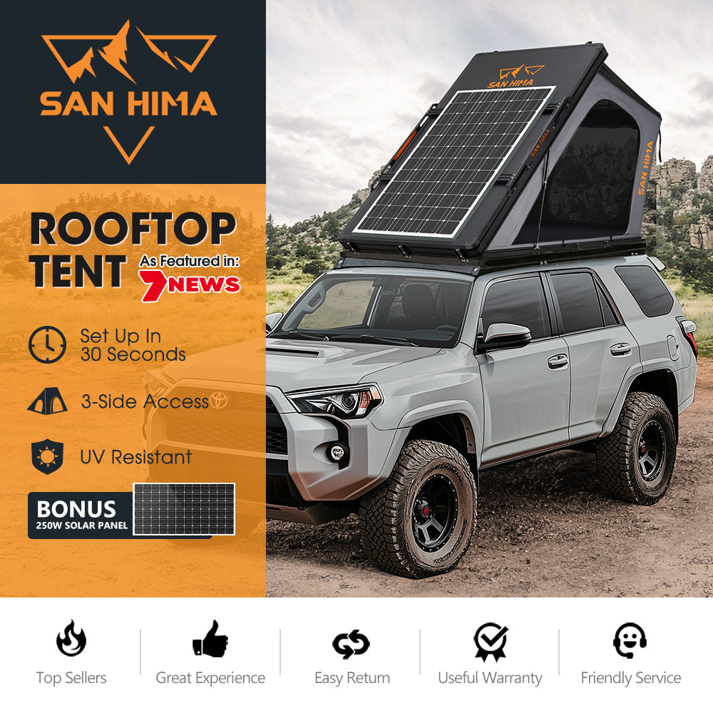 San Hima Kalbarri Gen 2 Roof Top Tent Hardshell With Ladder + 250W Solar Panel - Sunyee