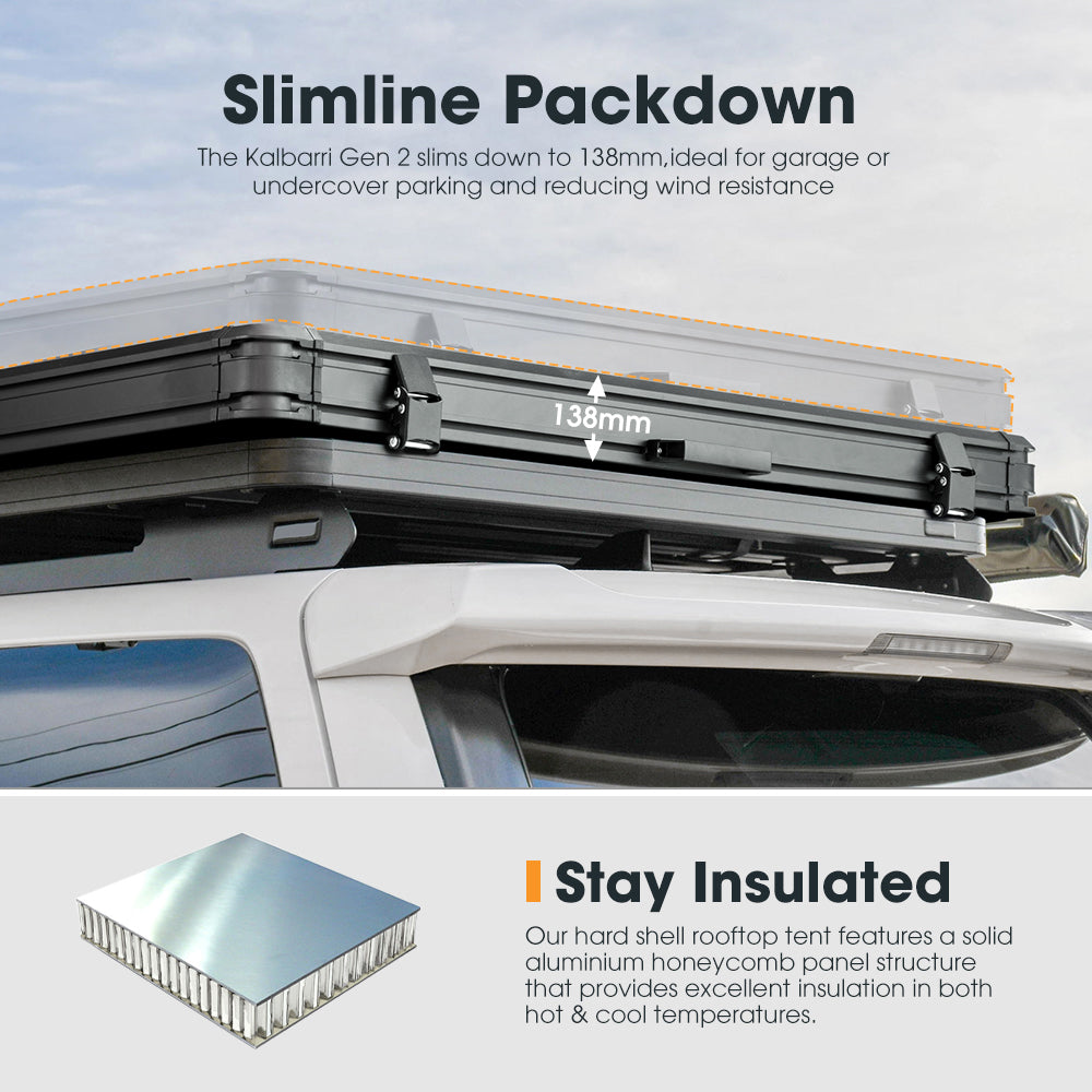 San Hima Kalbarri Gen 2 Roof Top Tent Hardshell With Ladder + 250W Solar Panel - Sunyee