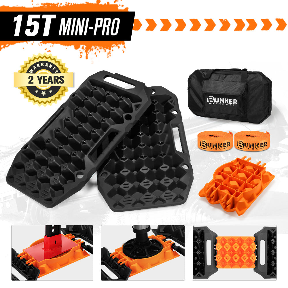 Bunker Indust 4WD Recovery Tracks /w Mounting Pins Jack Base Bag Snow Boards 4x4 - Sunyee