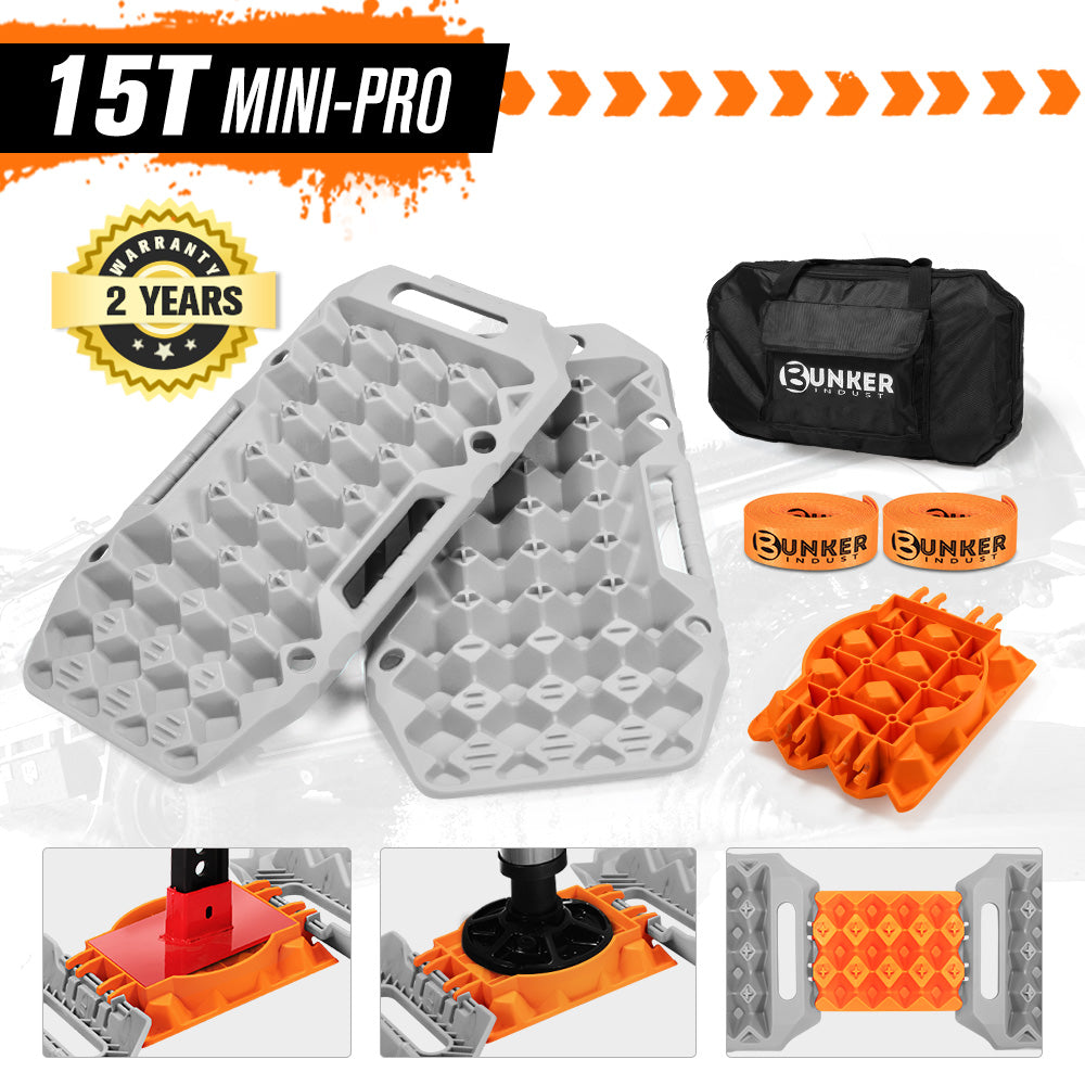 Bunker Indust 4WD Recovery Tracks /w Mounting Pins Jack Base Bag Snow Boards 4x4 - Sunyee