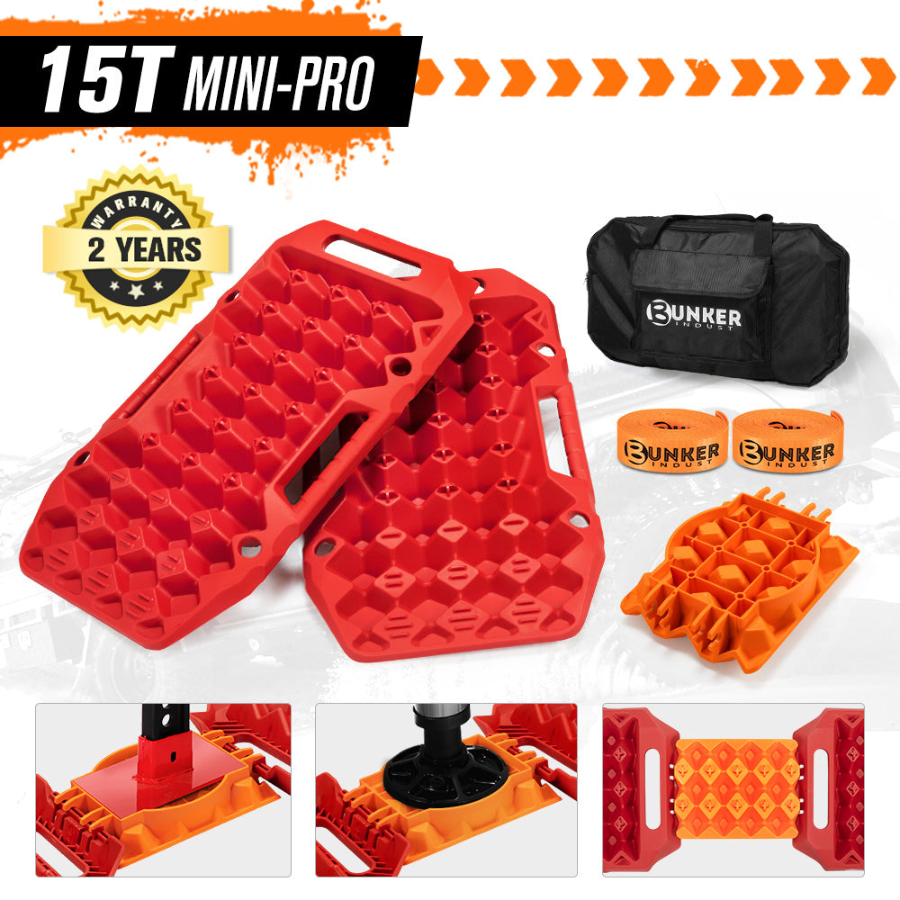 Bunker Indust 4WD Recovery Tracks /w Mounting Pins Jack Base Bag Snow Boards 4x4 - Sunyee