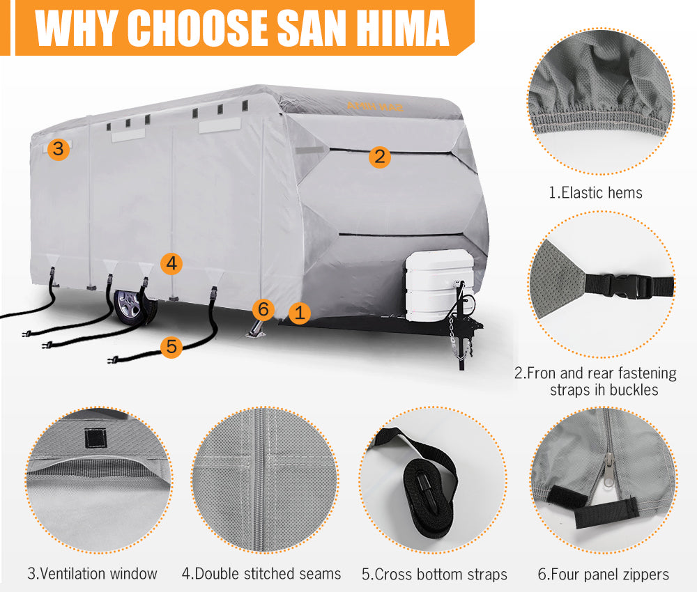 San Hima 16-18ft Caravan Cover Campervan 4 Layer Heavy Duty UV Carry bag Covers - Sunyee