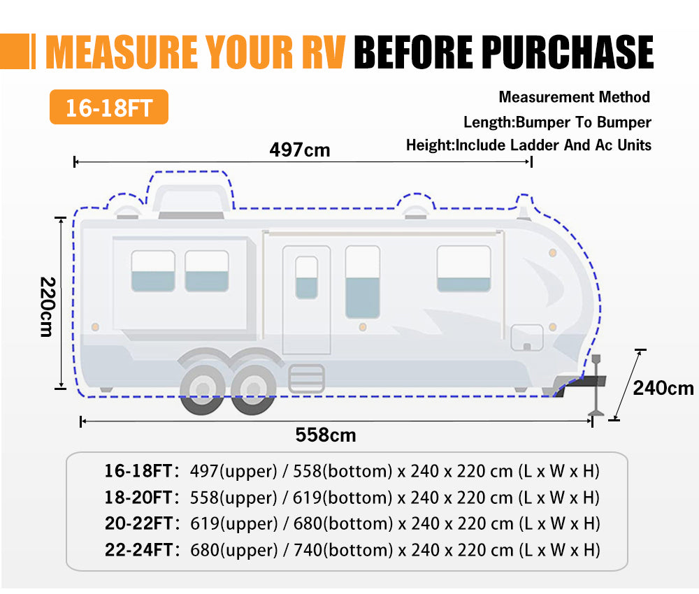 San Hima 16-18ft Caravan Cover Campervan 4 Layer Heavy Duty UV Carry bag Covers - Sunyee