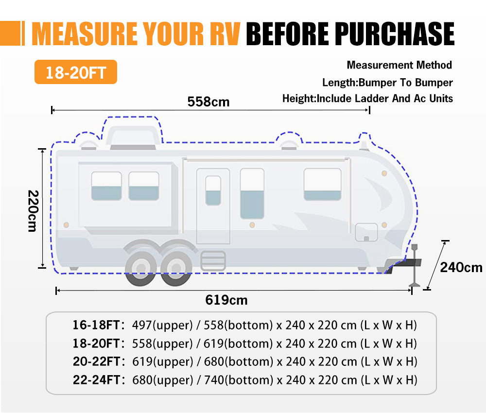 San Hima 18-20ft Caravan Cover Heavy Duty Campervan 4 Layer UV Carry bag Covers - Sunyee