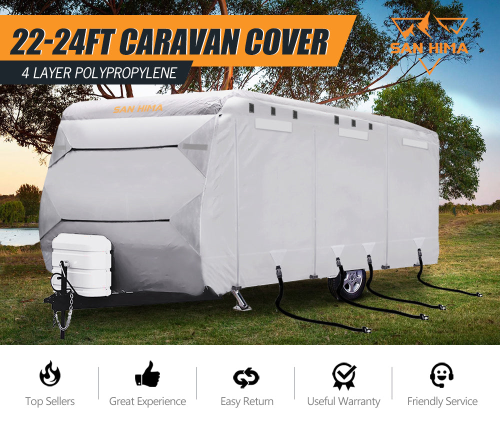 San Hima Heavy Duty 22-24ft 4 Layer Caravan Campervan Cover UV Carry bag - Sunyee