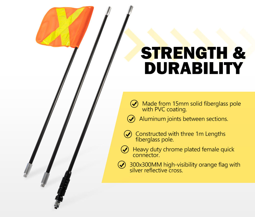 San Hima 4WD Recovery Sand Flag Safety Flag Simpson Desert Quick Connector 3x1M - Sunyee