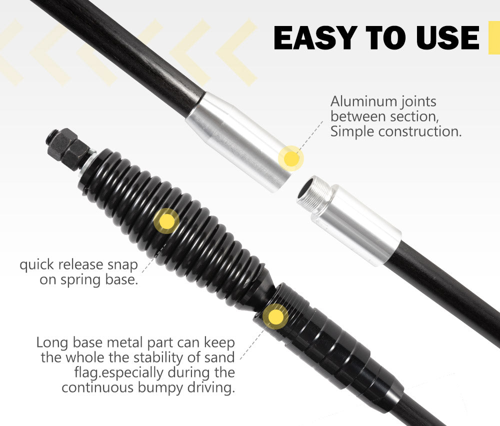 San Hima 4WD Recovery Sand Flag Safety Flag Simpson Desert Quick Connector 3x1M - Sunyee