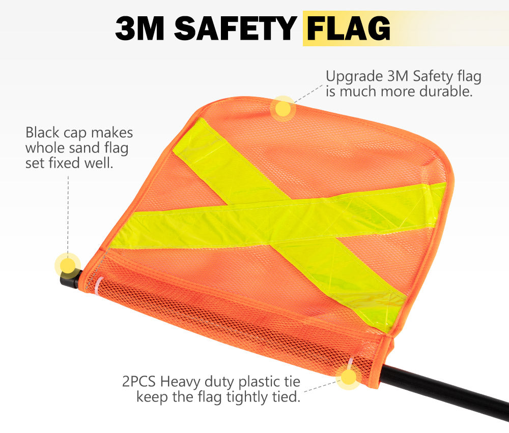 San Hima 4WD Recovery Sand Flag Safety Flag Simpson Desert Quick Connector 3x1M - Sunyee