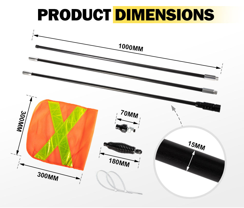 San Hima 4WD Recovery Sand Flag Safety Flag Simpson Desert Quick Connector 3x1M - Sunyee