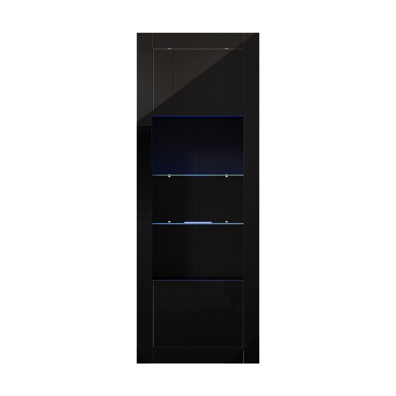 Oikiture 2PCS Display Cabinet Sideboard Buffet Storage Cupboard LED Light Black