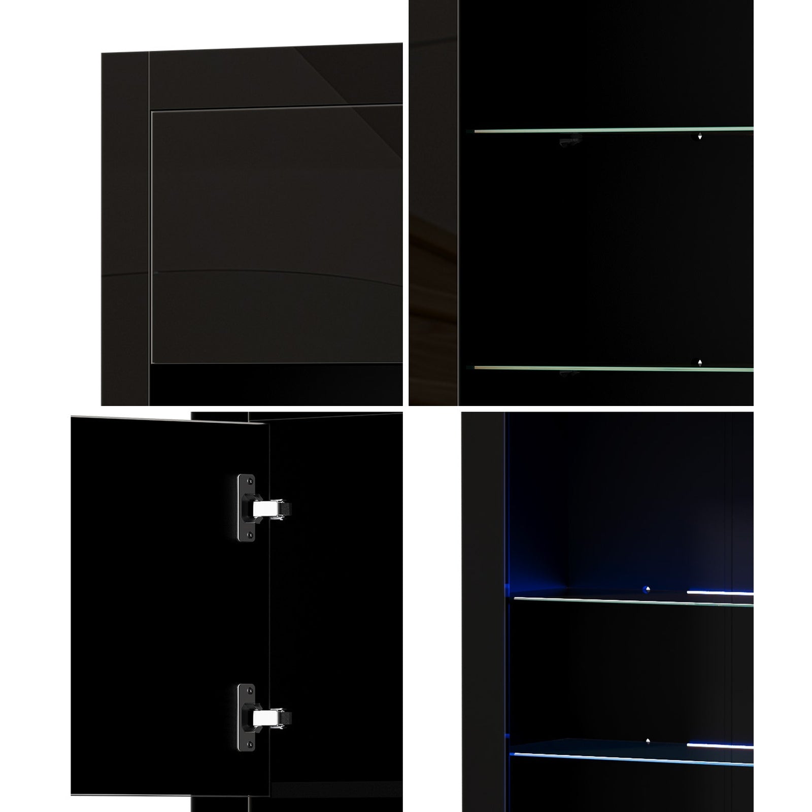 Oikiture Display Cabinet Buffet Sideboard Storage Cupboard LED Lights 170cm