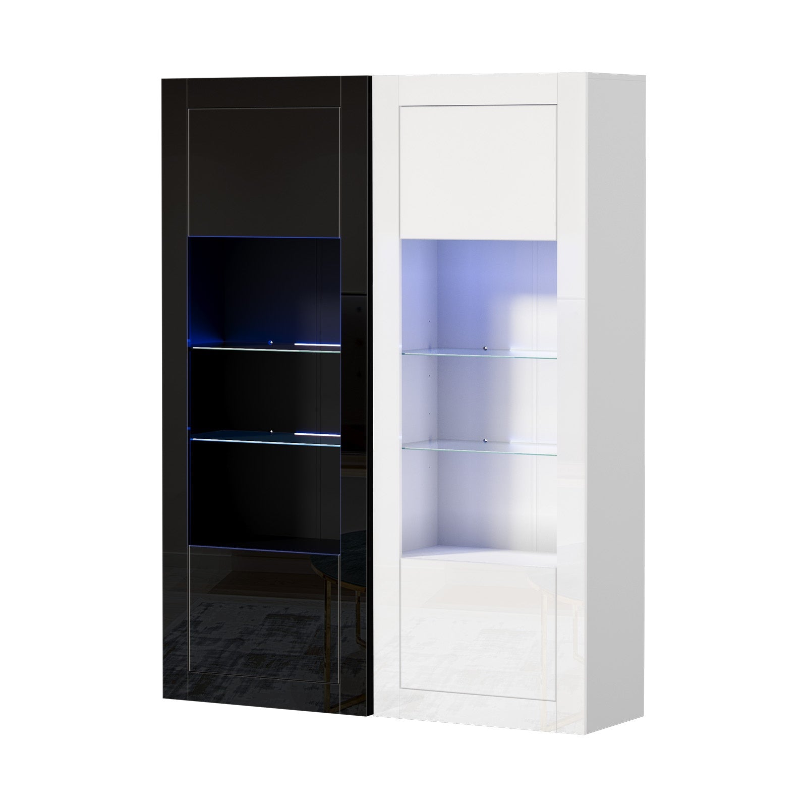 Oikiture Display Cabinet Buffet Sideboard Storage Cupboard LED Lights 170cm