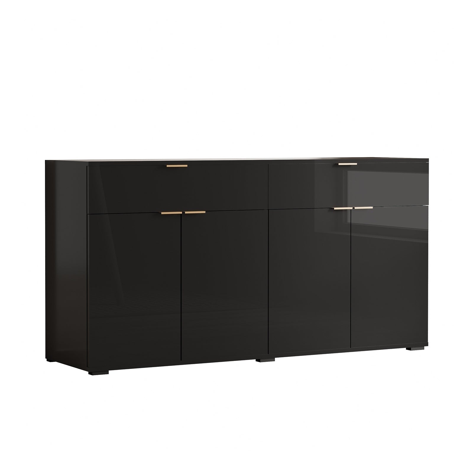 Oikiture Sideboard Buffet Storage Cabinet High Gloss 4 Doors 2 Drawers Black - Sunyee