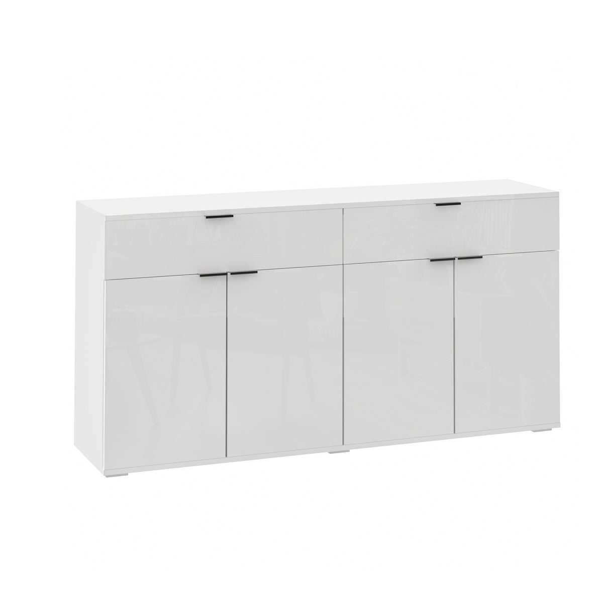 Oikiture Sideboard Buffet Storage Cabinet High Gloss 4 Doors 2 Drawers White - Sunyee