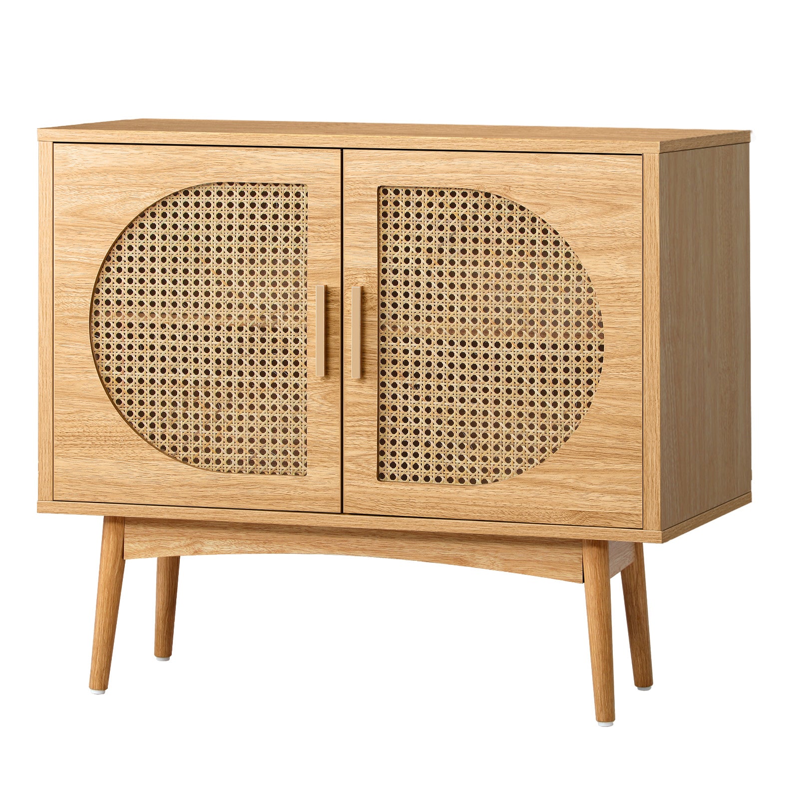 Oikiture Sideboard Cabinet Buffet Rattan Furniture Cupboard Hallway Shelf Wood - Sunyee