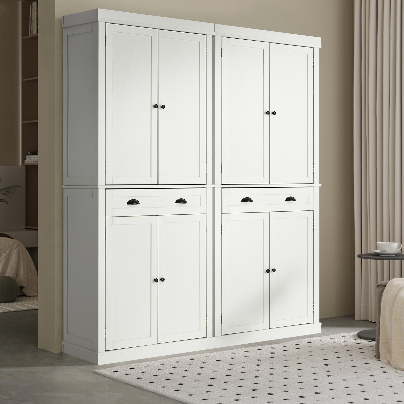 Oikiture Buffet Sideboard Cabinet Storage Cupboard Pantry Drawer 6-Tier Shelf