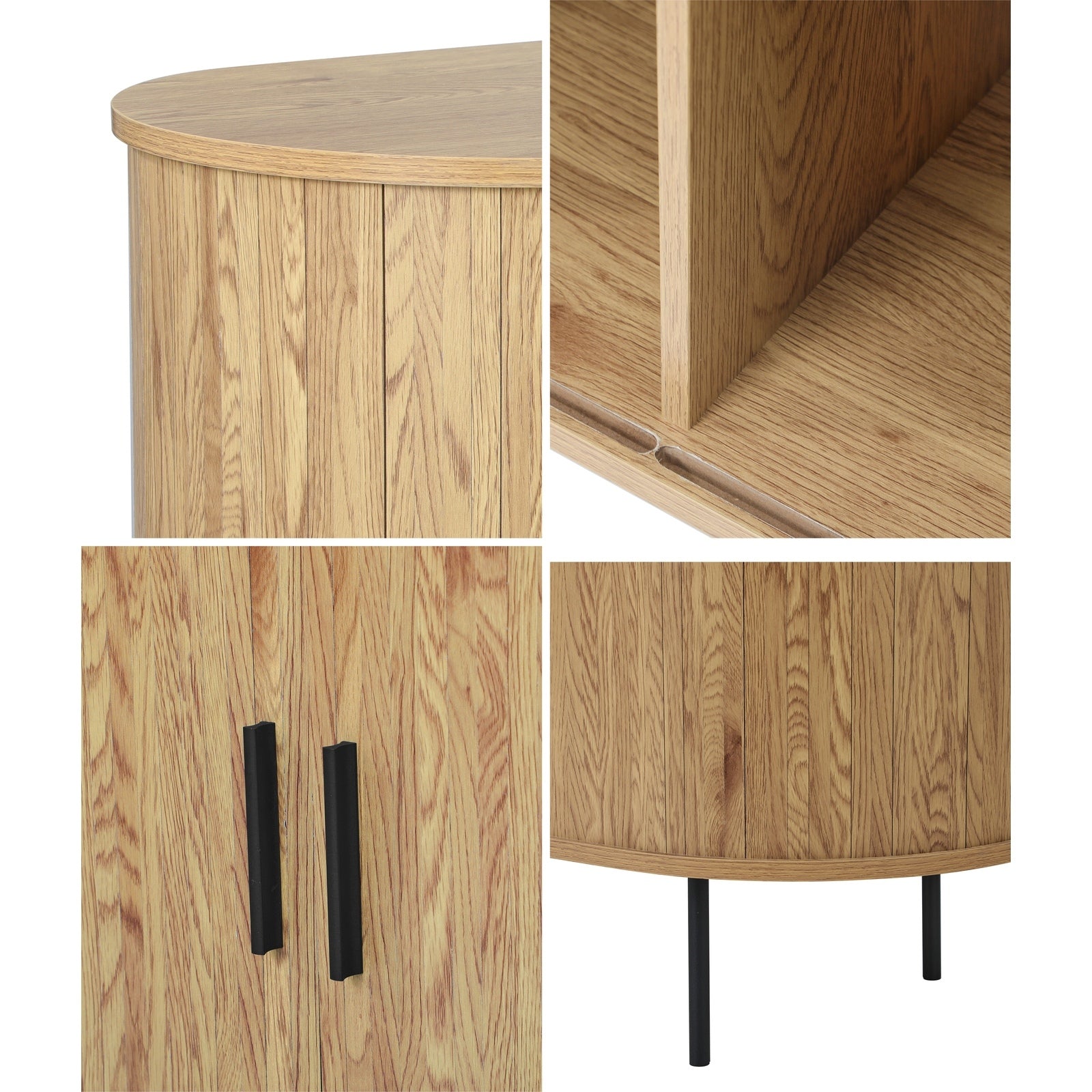 Oikiture Buffet Sideboard Cupboard Sliding Doors Pantry Storage Cabinet Natural - Sunyee