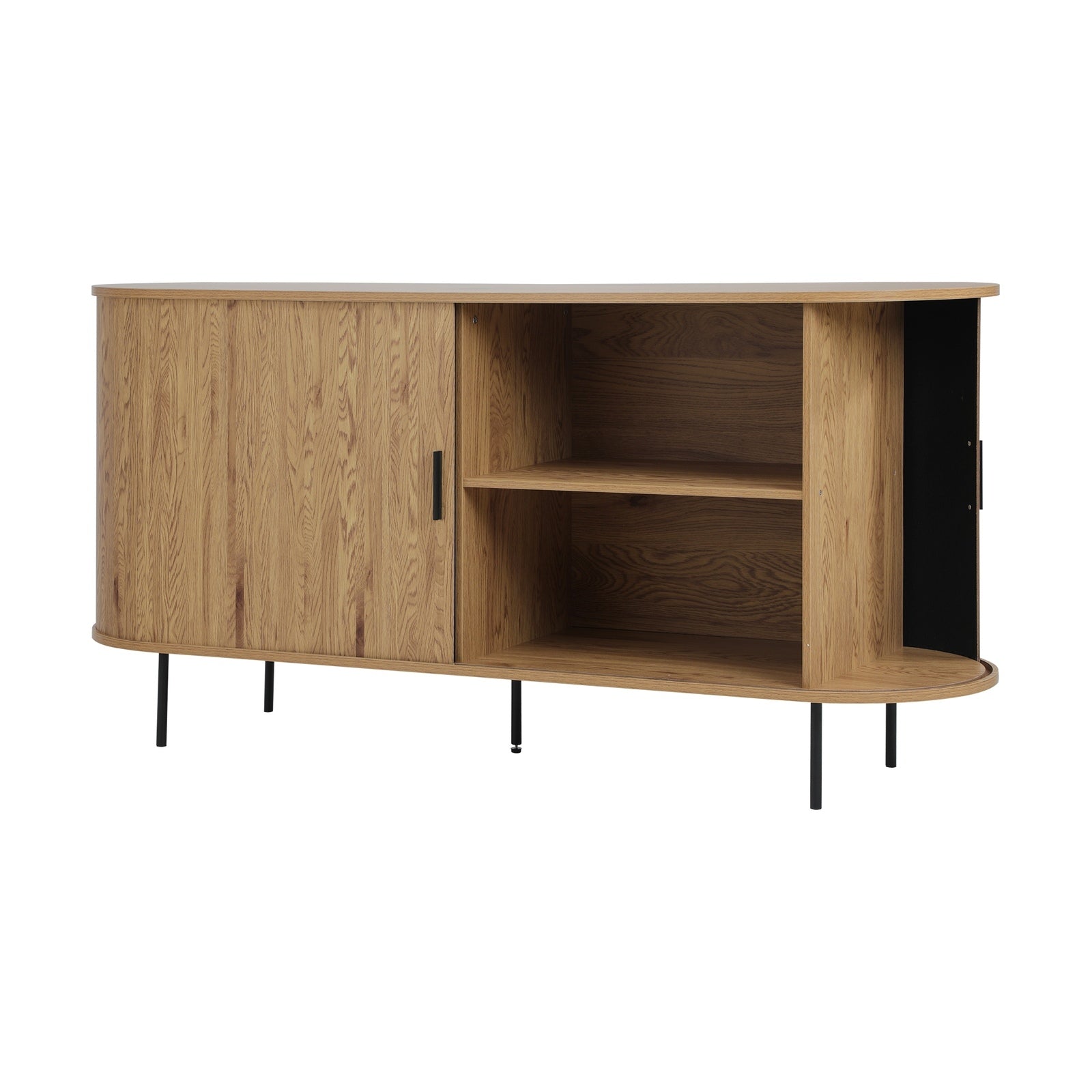 Oikiture Buffet Sideboard Cupboard Sliding Doors Pantry Storage Cabinet Natural - Sunyee