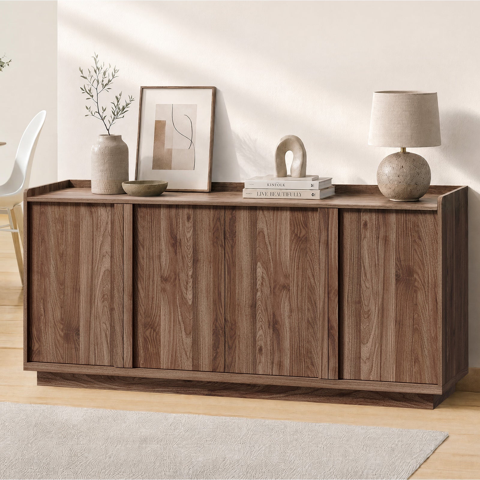 Oikiture 160cm 4 Door Buffet Sideboard Storage Cabinet Cupboard Hallway Table