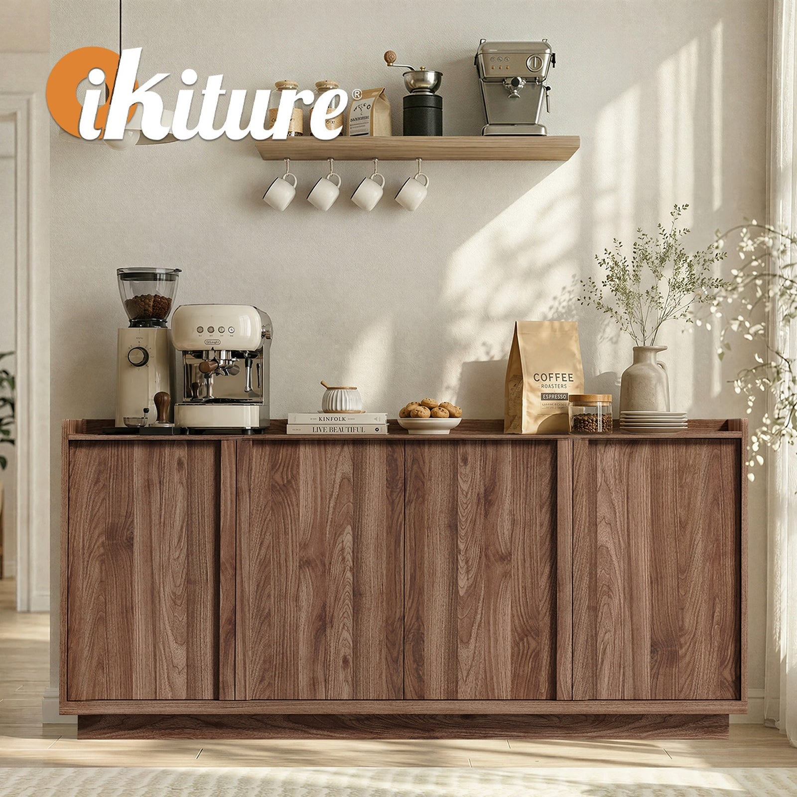 Oikiture 160cm 4 Door Buffet Sideboard Storage Cabinet Cupboard Hallway Table