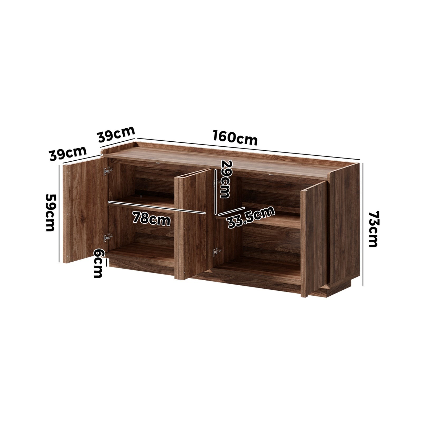 Oikiture 160cm 4 Door Buffet Sideboard Storage Cabinet Cupboard Hallway Table