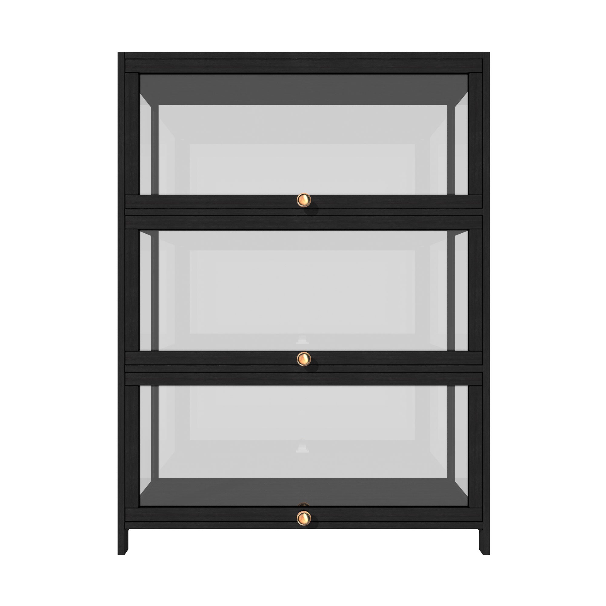 Oikiture Display Cabinet Storage 3-Tier Shelves Clear Bookcase Stand Rack Black - Sunyee