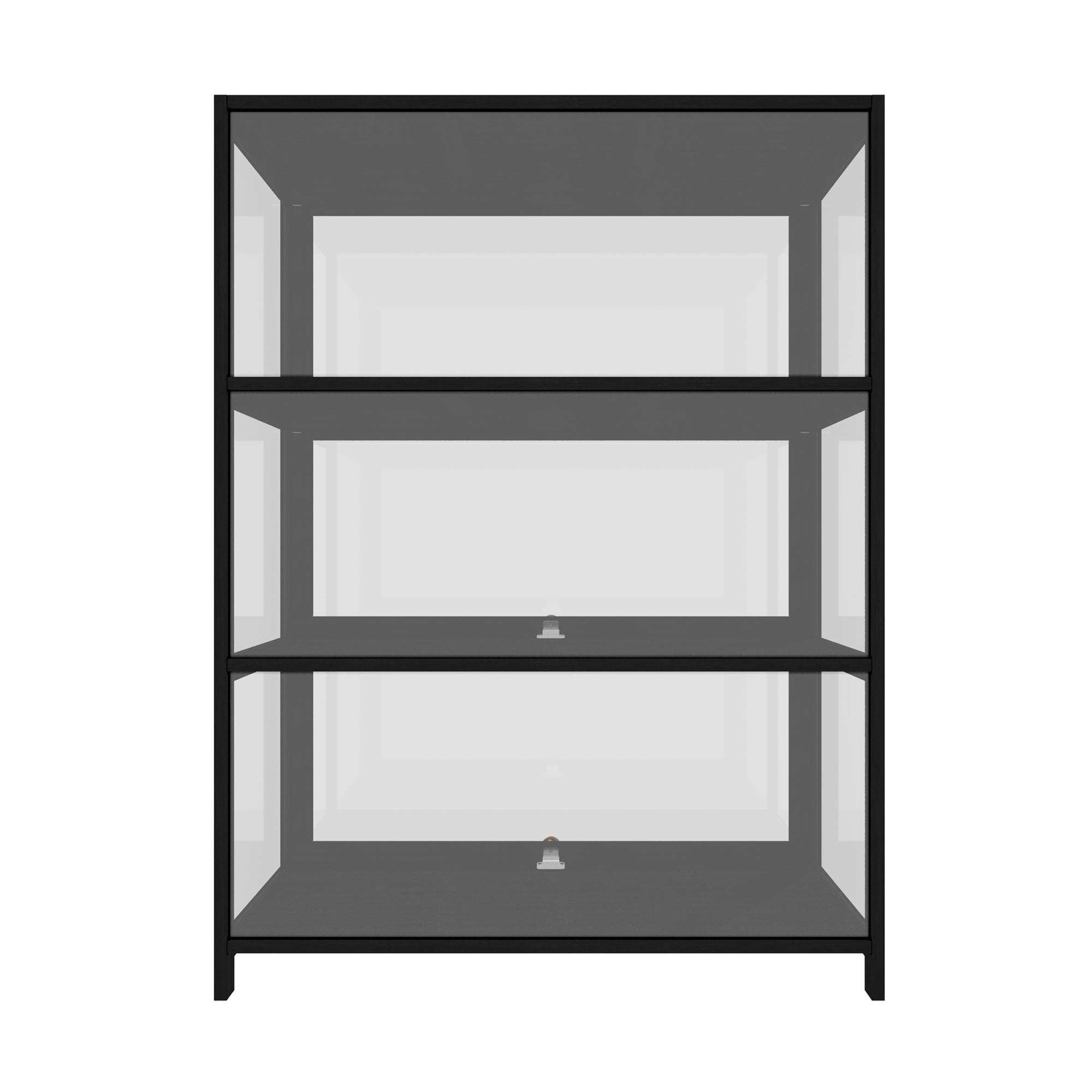 Oikiture Display Cabinet Storage 3-Tier Shelves Clear Bookcase Stand Rack Black - Sunyee
