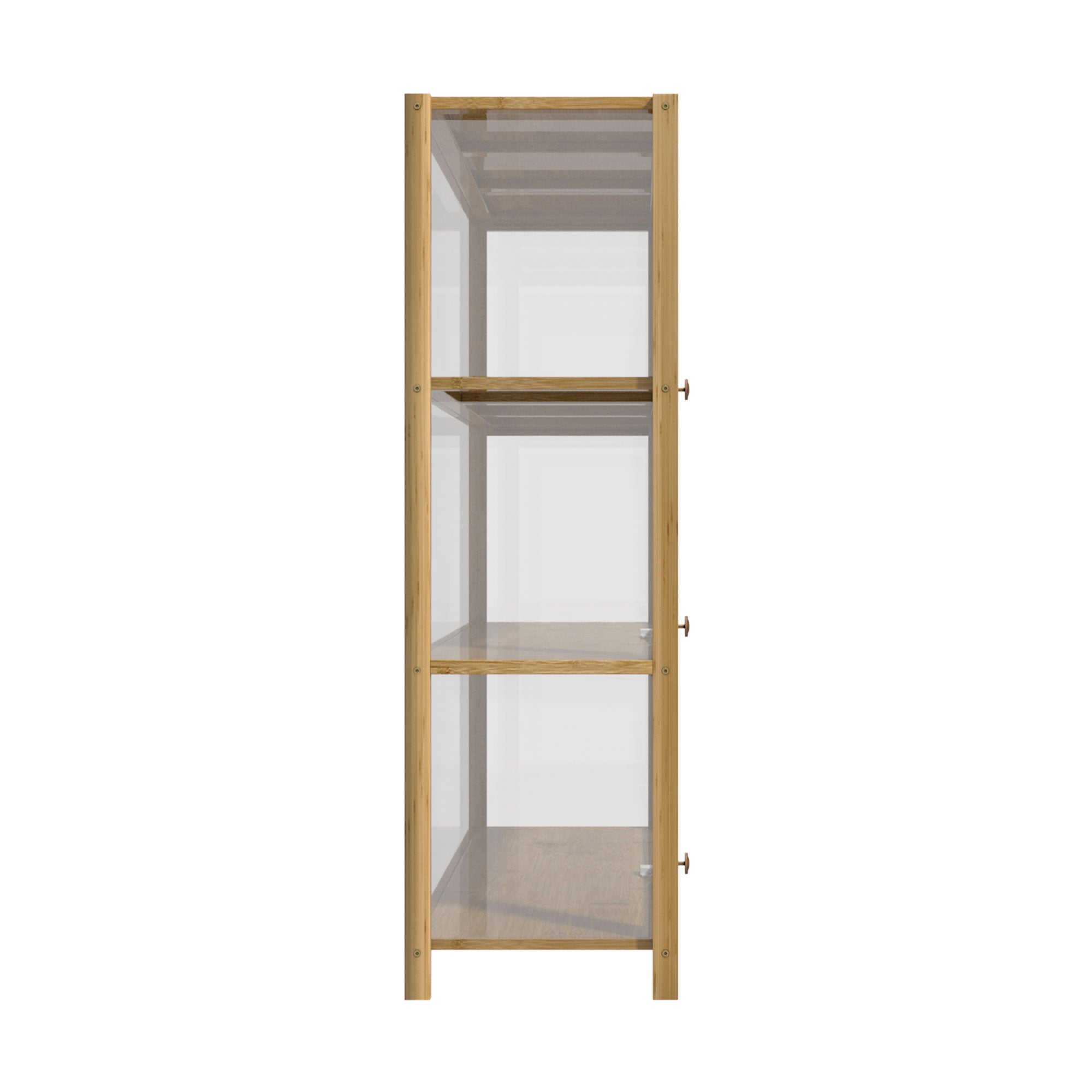 Oikiture Display Cabinet Storage 3-Tier Shelves Clear Bookcase Stand Rack Oak - Sunyee