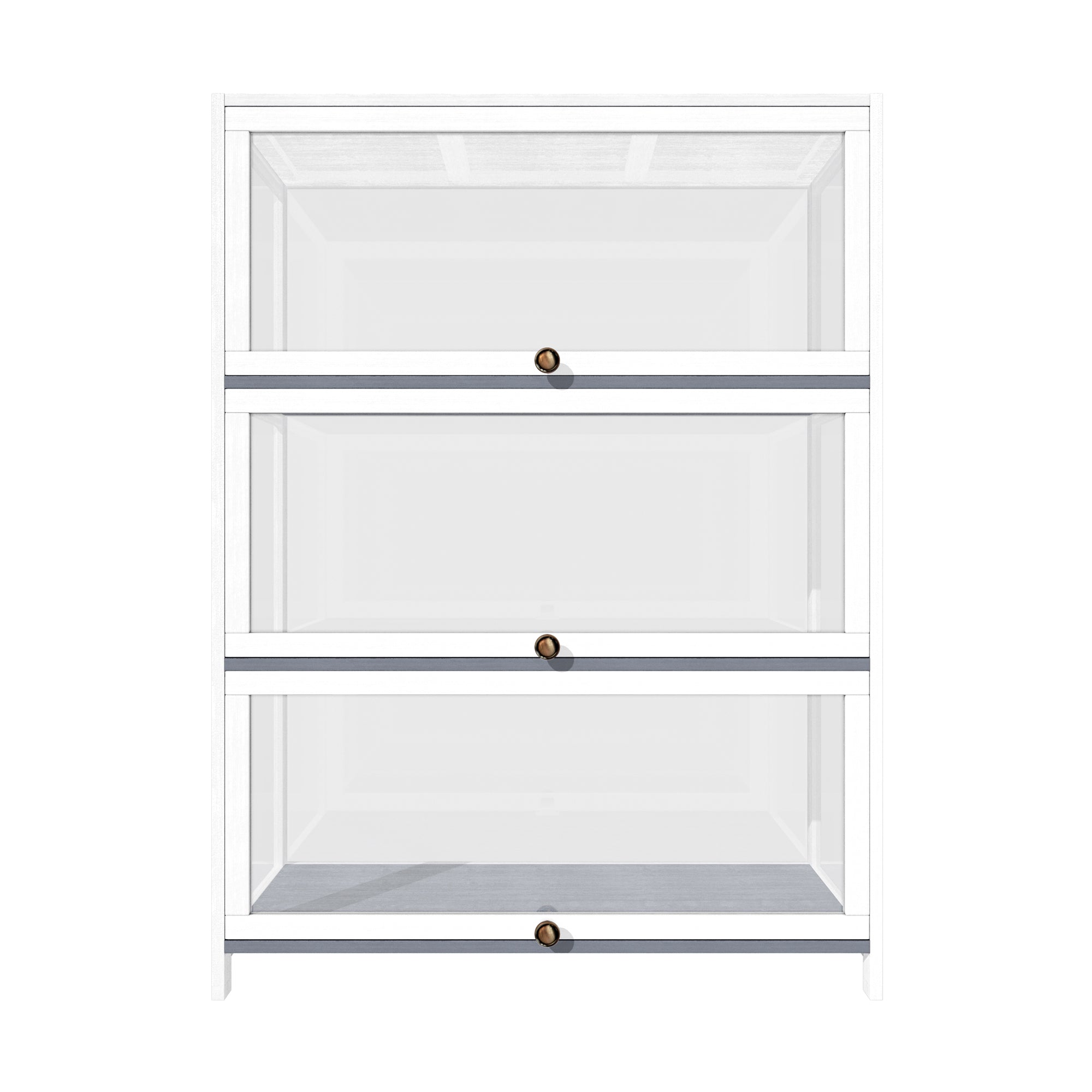 Oikiture Display Cabinet With Bamboo Frame Acrylic Board 3 shelves White - Sunyee