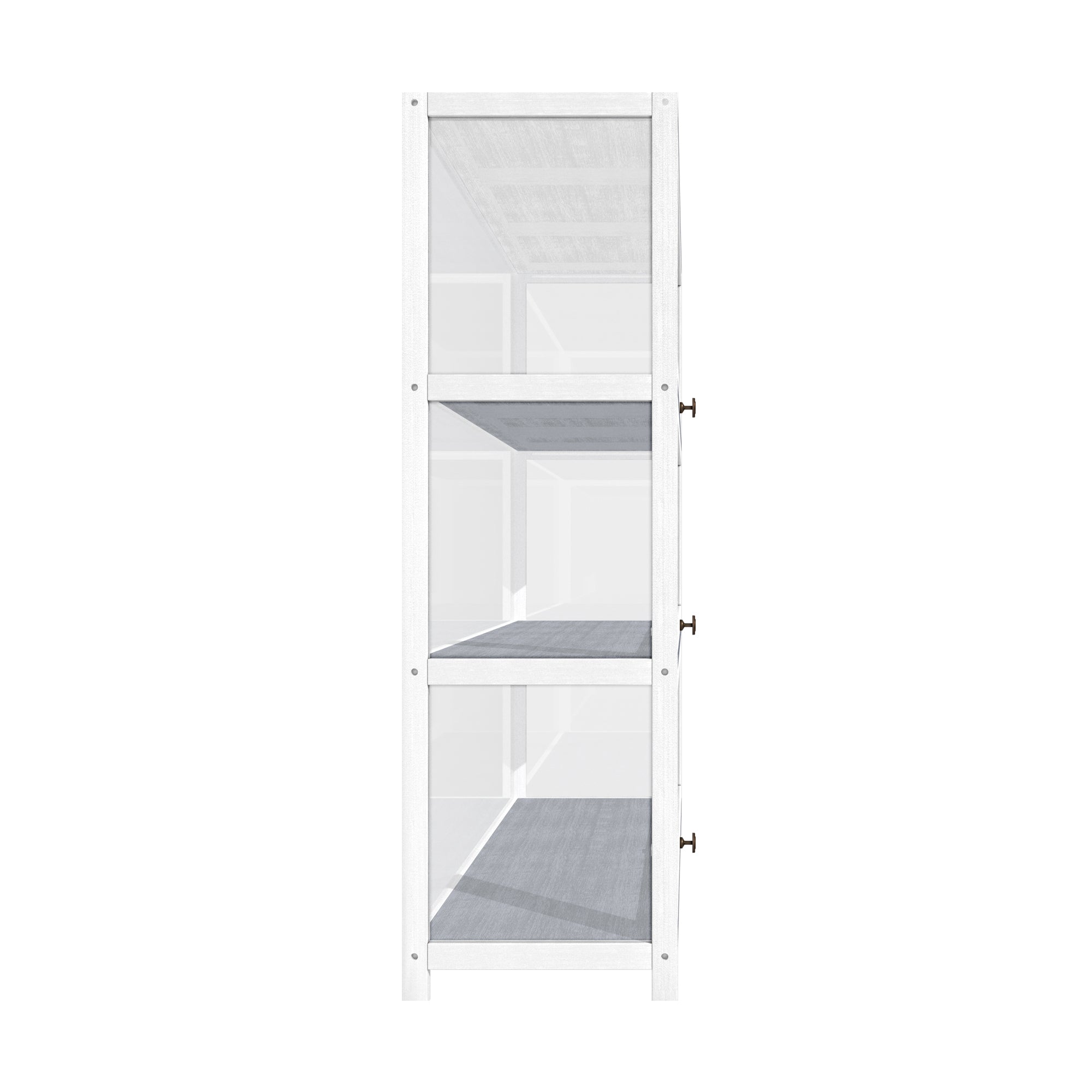 Oikiture Display Cabinet With Bamboo Frame Acrylic Board 3 shelves White - Sunyee