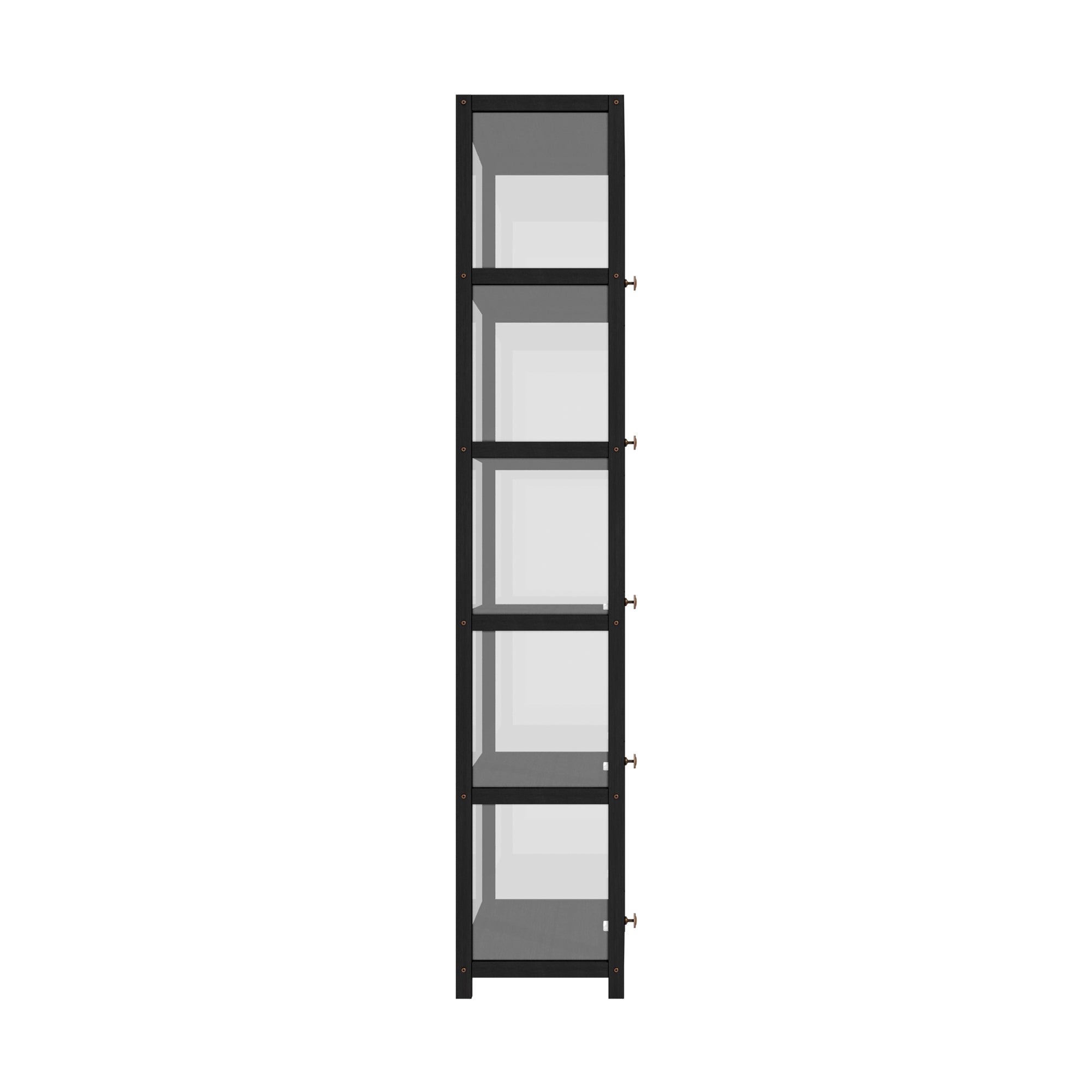 Oikiture Display Cabinet Slim Storage 5-Tier Shelves Clear Bookcase Rack Black - Sunyee