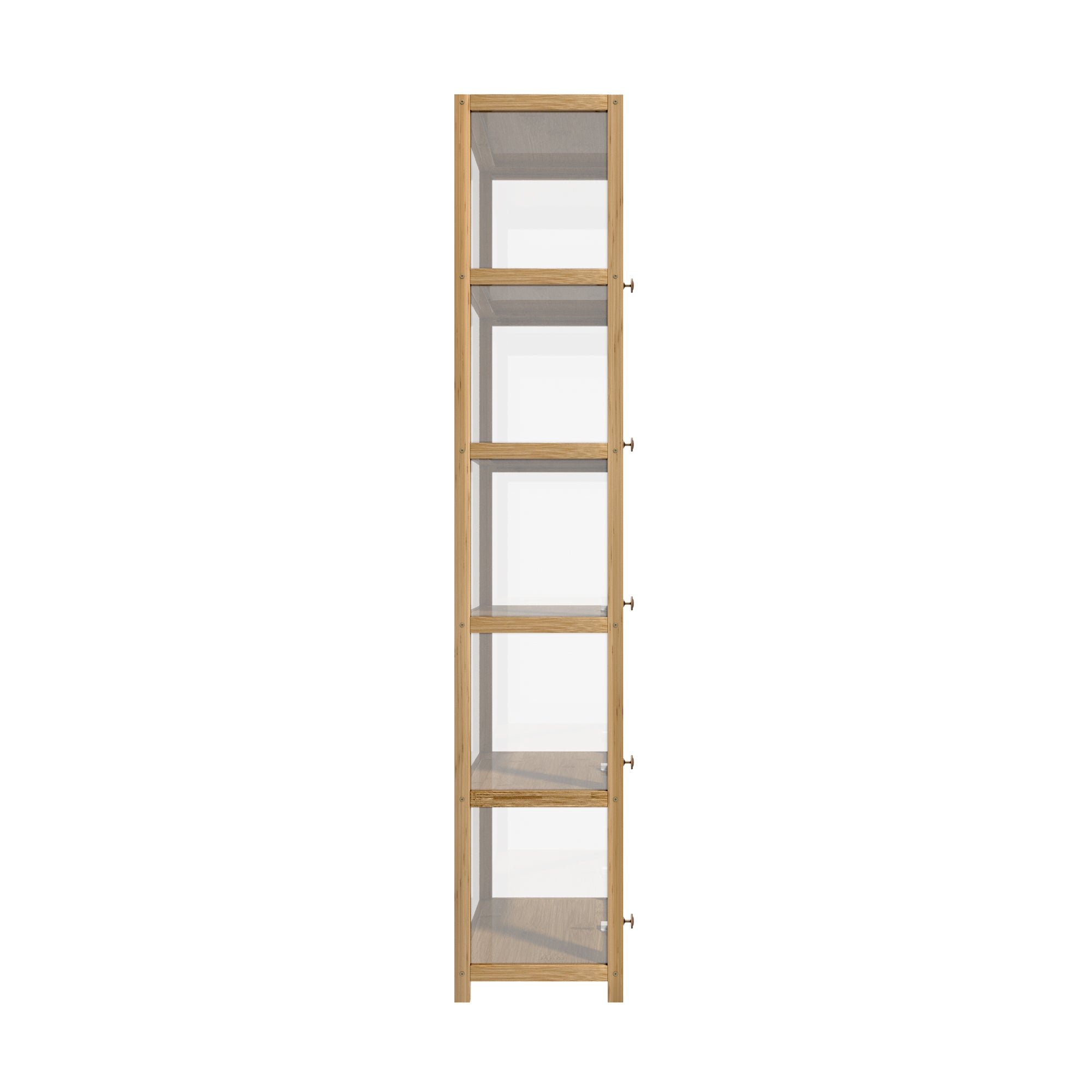 Oikiture Display Cabinet Slim Storage 5-Tier Shelves Clear Bookcase Rack Oak - Sunyee