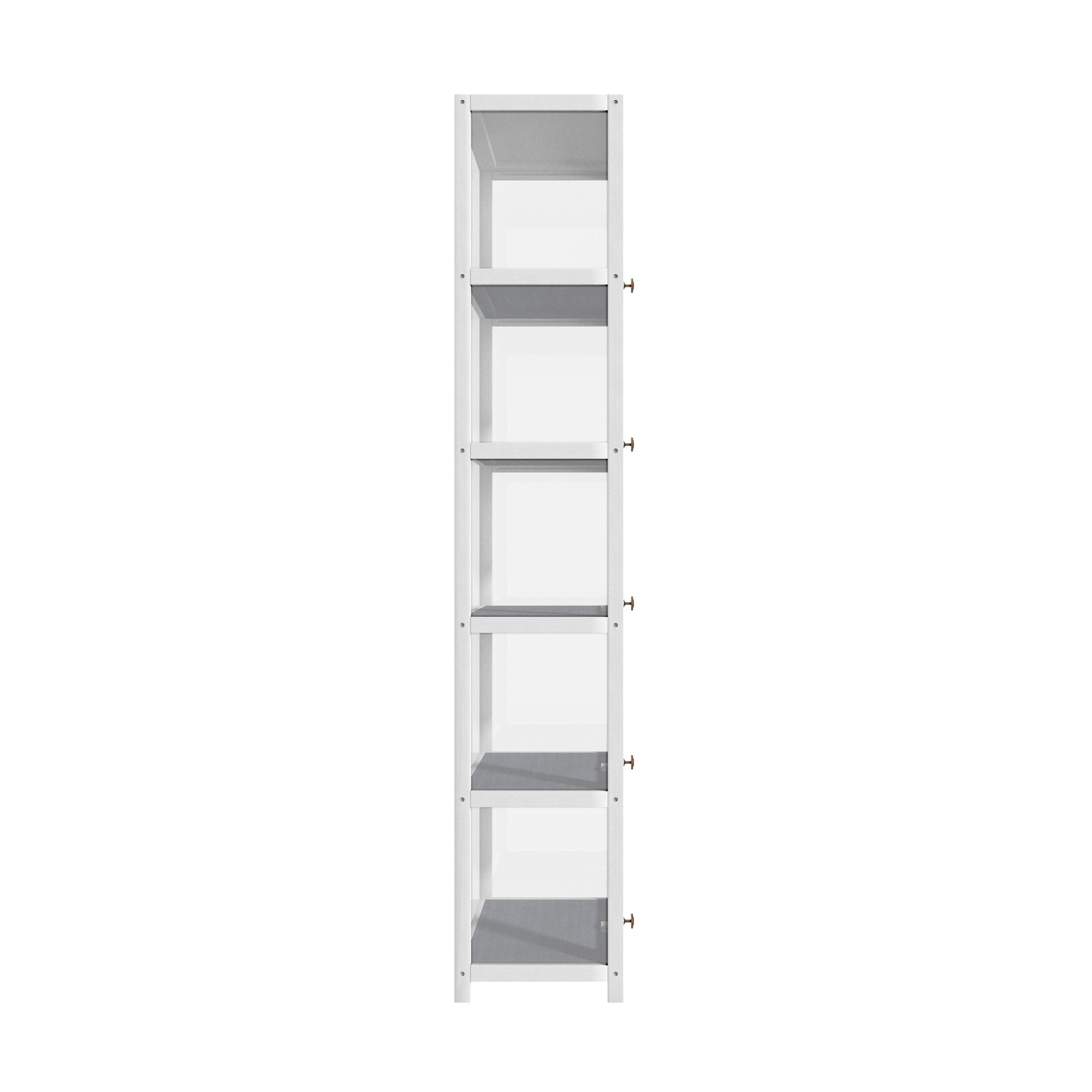 Oikiture Display Cabinet Slim Storage 5-Tier Shelves Clear Bookcase Rack White - Sunyee