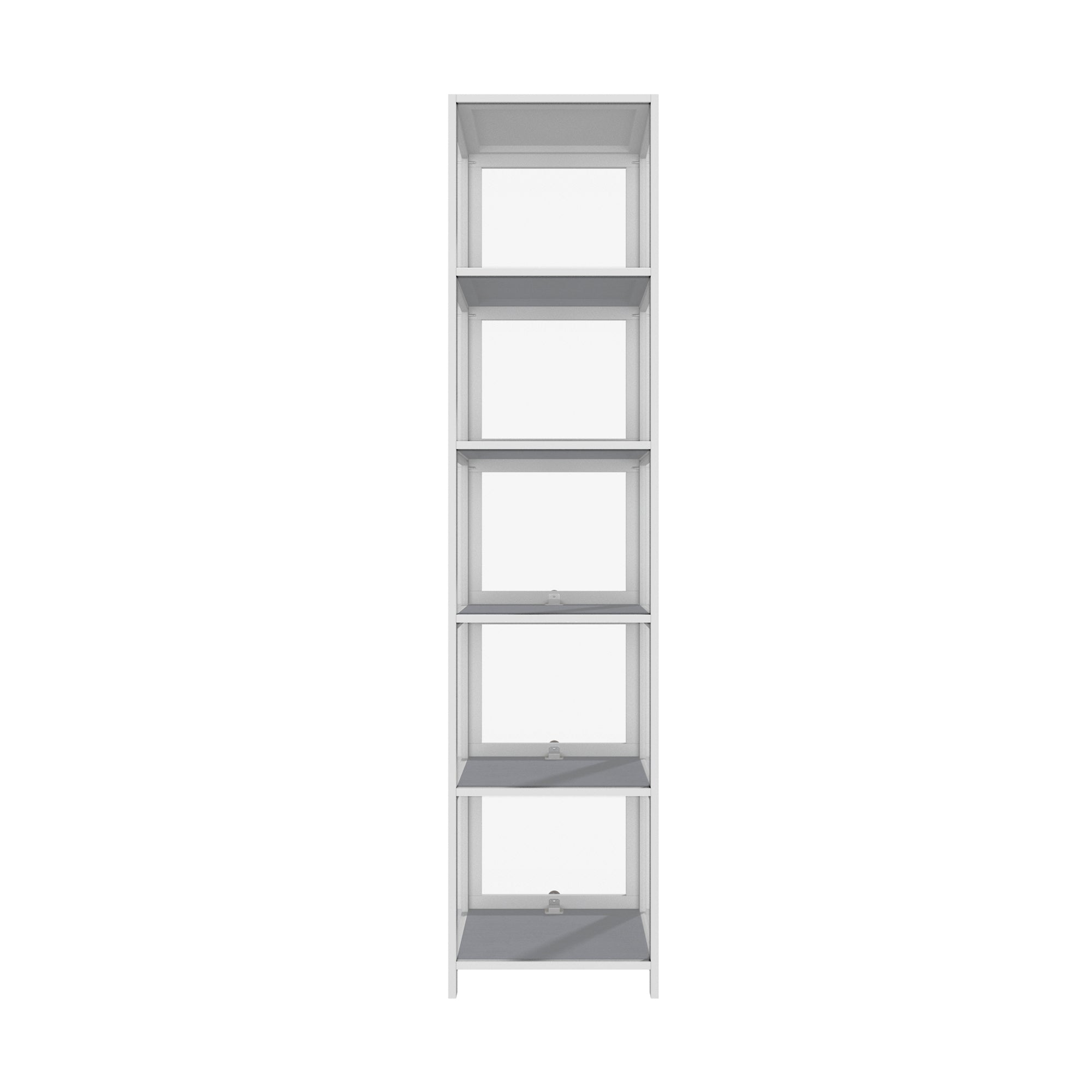 Oikiture Display Cabinet Slim Storage 5-Tier Shelves Clear Bookcase Rack White - Sunyee